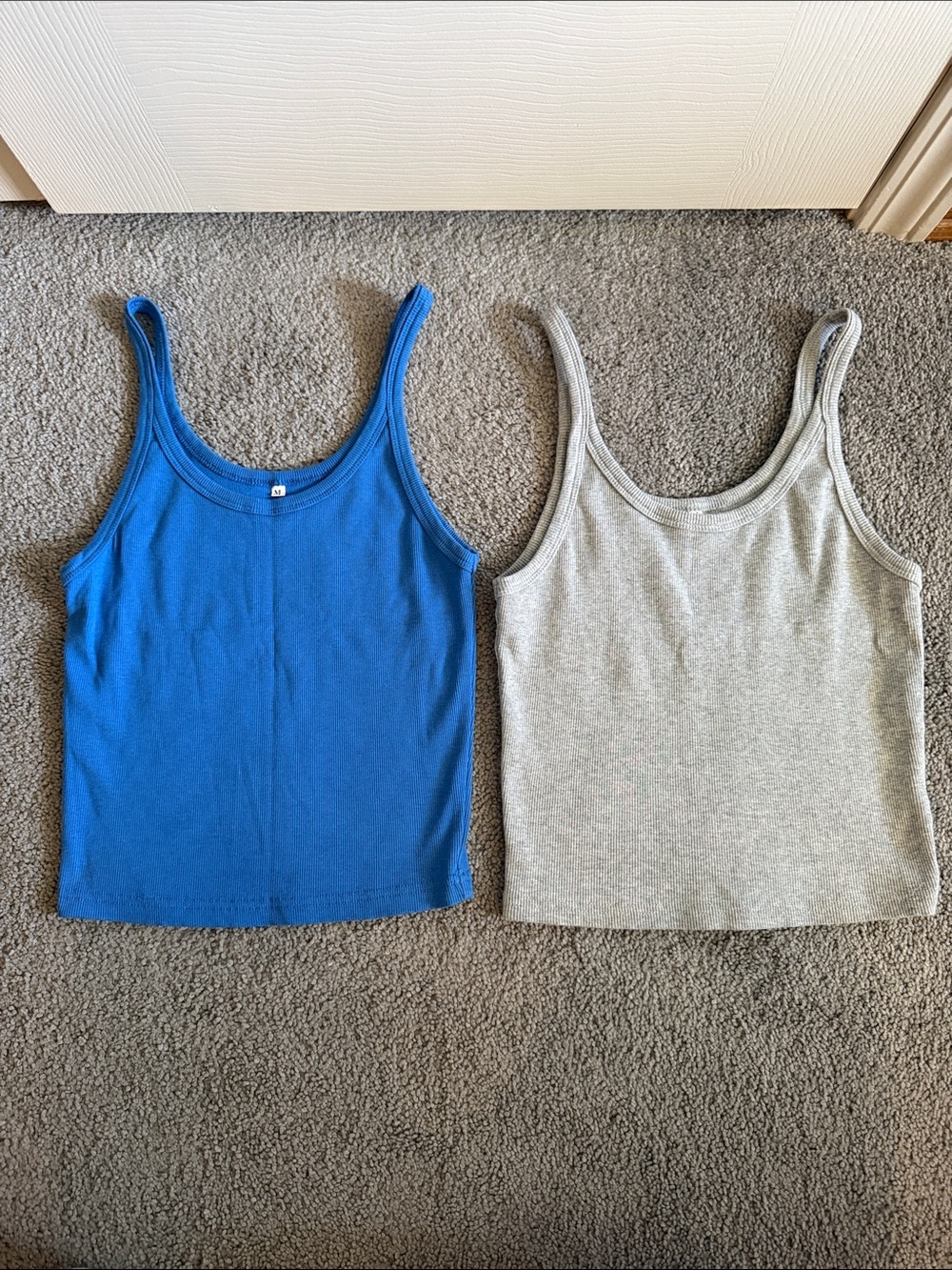 Women's Classic Ribbed Tank Tops - Blue and Gray